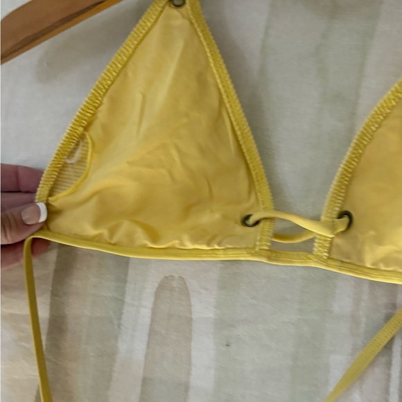 Women’s Yellow Ribbed Triangle Bikini Top - Picture 8 of 10